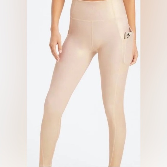 Fabletics Oasis High Waisted Leggings Gold Hologram NWT - Picture 1 of 16